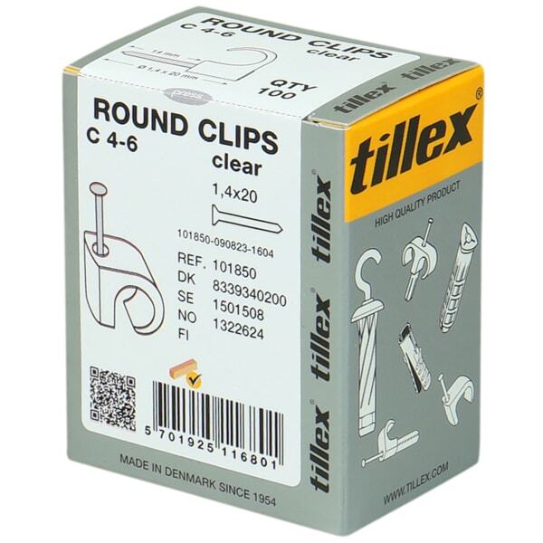 Kabel Clips i farven natur 4-6mm