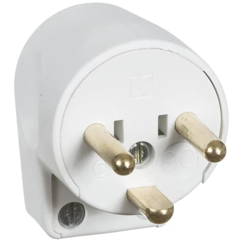 Vinklet rund stikprop i hvid