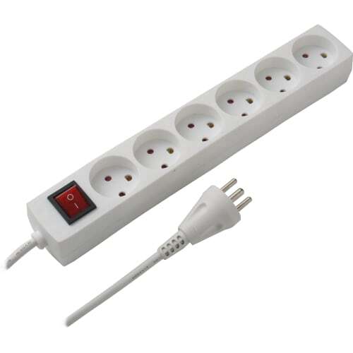 6-stiksdåse med afbryder og jord