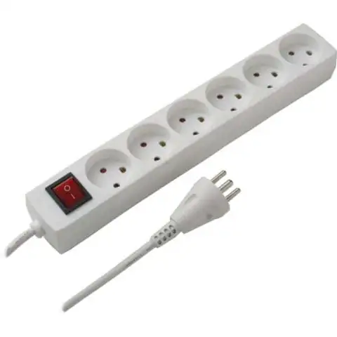 6-stiksdåse med afbryder og jord