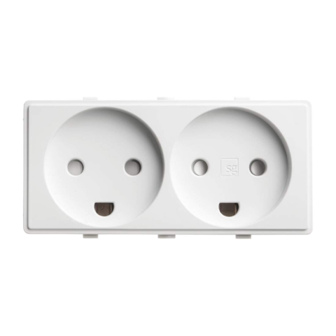 Dobbelt vandret stikkontakt - hvid