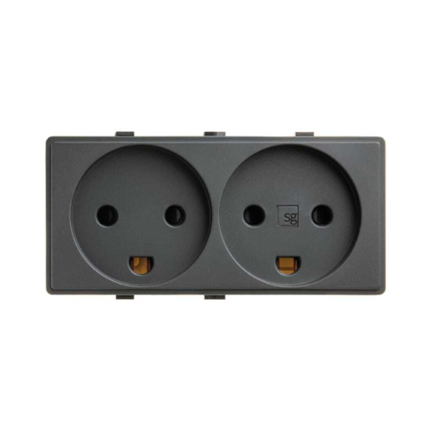 Dobbelt vandret stikkontakt - antracit