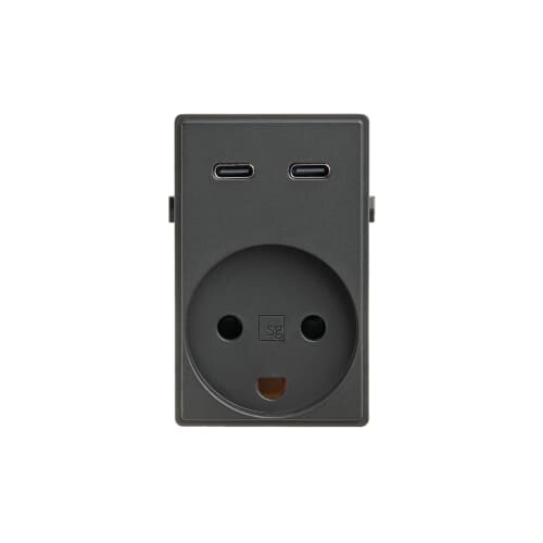 Stikkontakt med 2 x USB-C indbygget - antracit