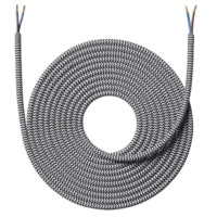 Stofledning 4 meter - Hvid-Sort Zig-zag